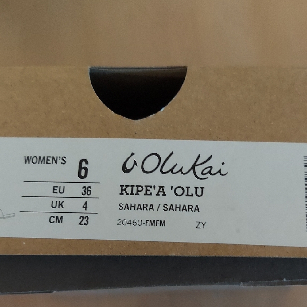 OluKai Tan Leather Cross-Strap Slide Sandals - Picture 9 of 11